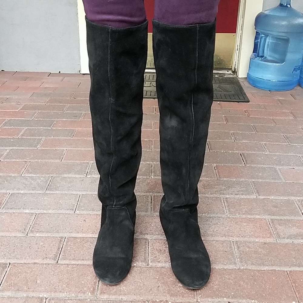 Nine West knee high suede boots blk